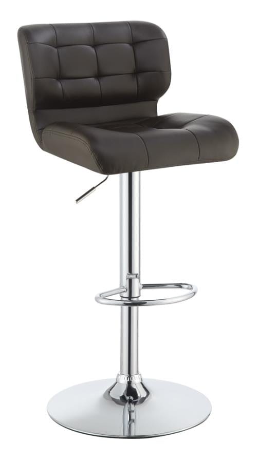 Azalea Upholstered Adjustable Bar Stools Chrome and Brown (Set of 2)
