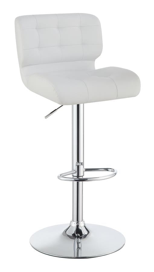 Azalea Upholstered Adjustable Bar Stools Chrome and White (Set of 2)