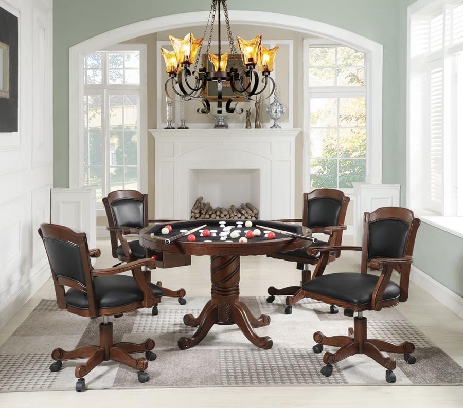 Turk 3-in-1 Round Pedestal Game Table Tobacco