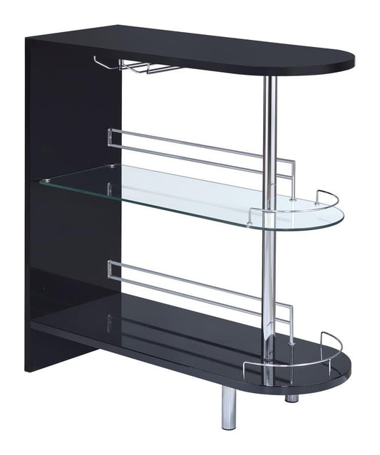 Adolfo 3-tier Bar Table Glossy Black and Clear