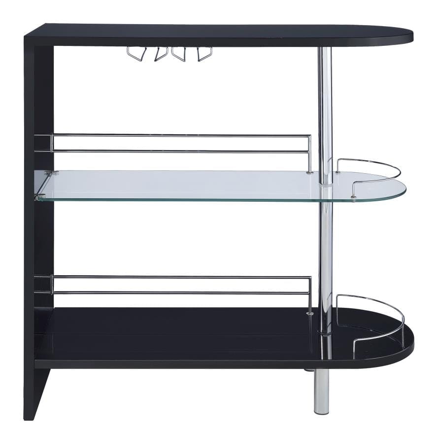Adolfo 3-tier Bar Table Glossy Black and Clear