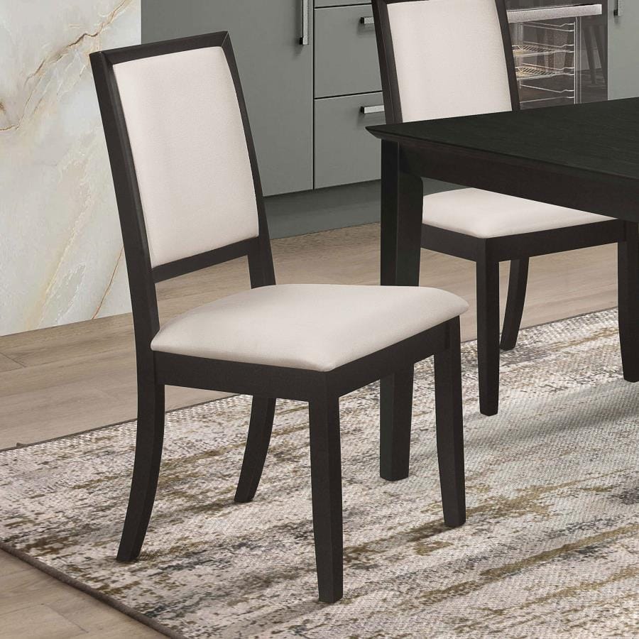 Louise Upholstered Dining Side Chairs Black and Cream (Set of 2)