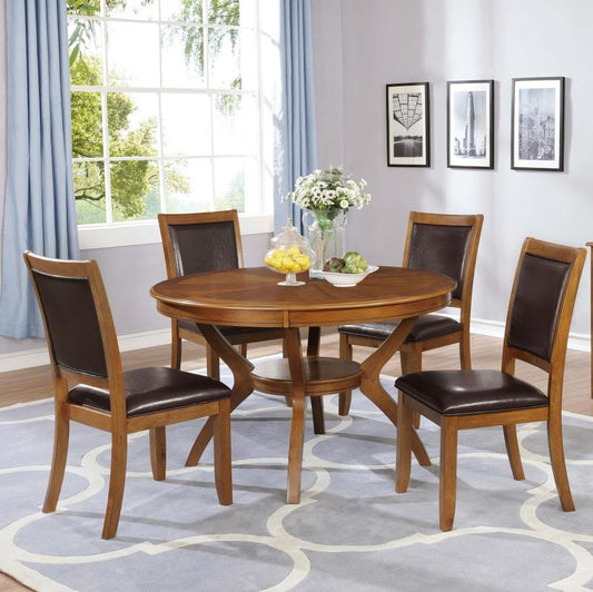 Nelms 5-piece Round Dining Room Set Brown