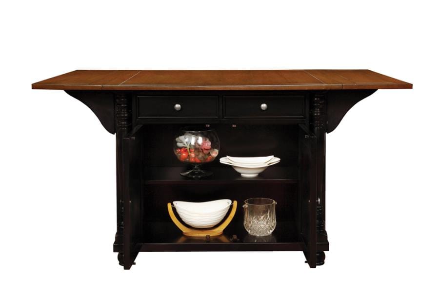 Slater 2-drawer Kitchen Island with Drop Leaves Brown and Black