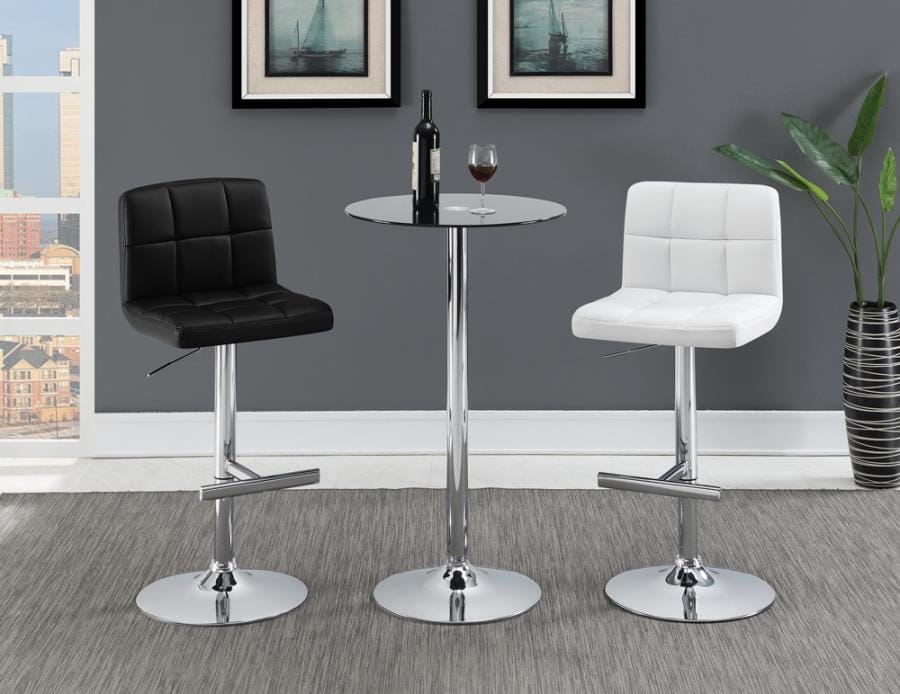 Lenny Adjustable Height Bar Stools Chrome and Black (Set of 2)