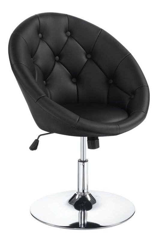 Adley Round Tufted Swivel Chair Black and Chrome