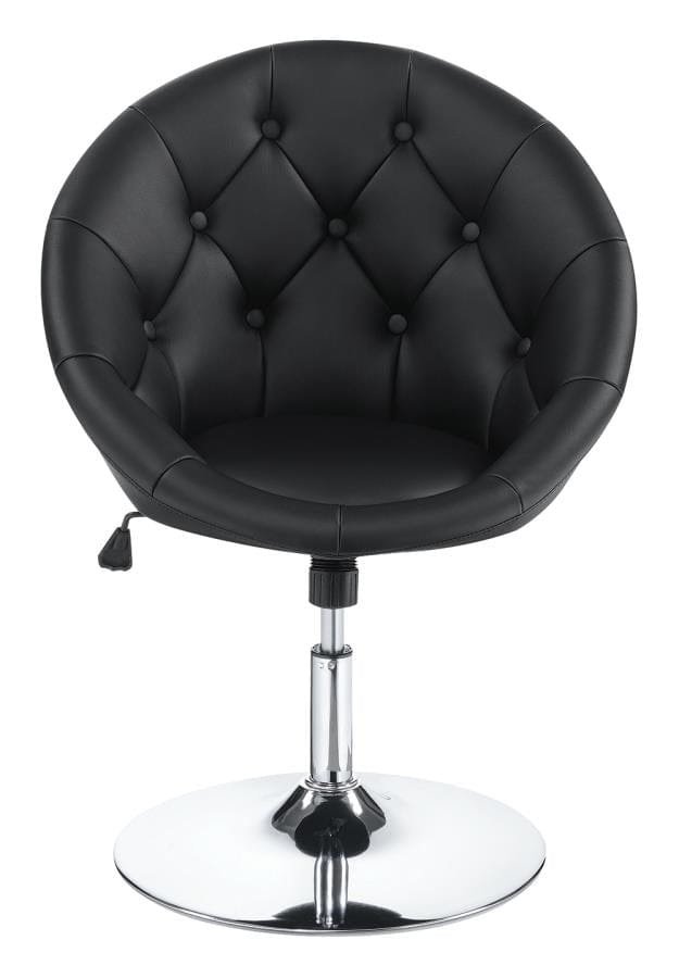 Adley Round Tufted Swivel Chair Black and Chrome