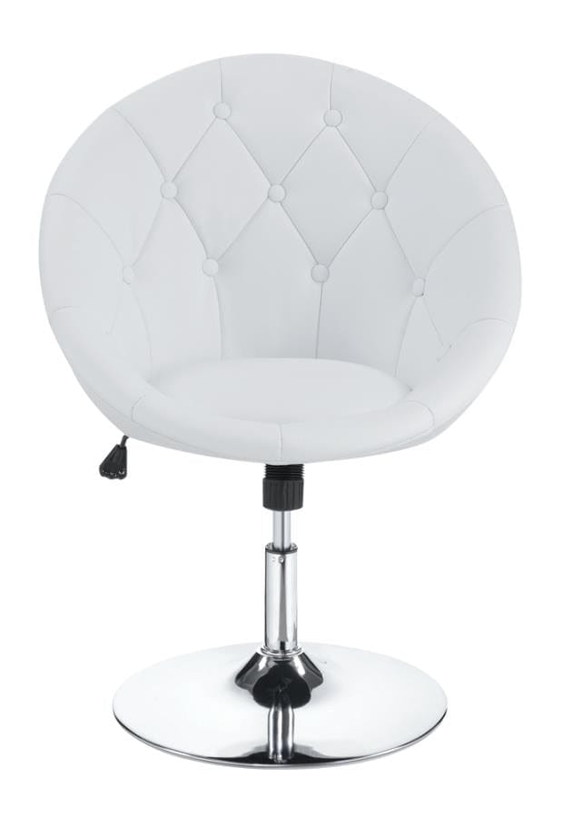 Adley Round Tufted Swivel Chair White and Chrome