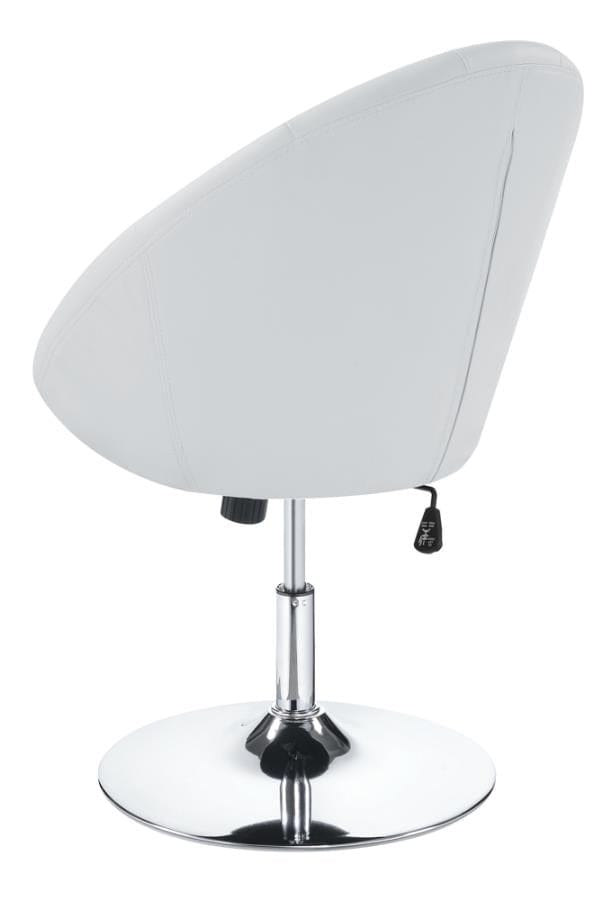 Adley Round Tufted Swivel Chair White and Chrome