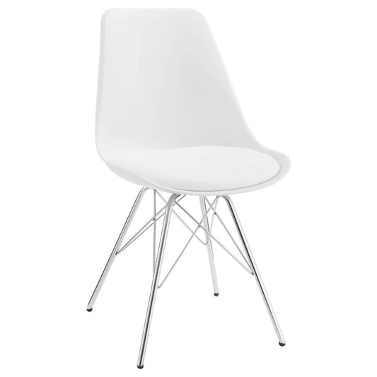 Juniper Armless Dining Chairs White and Chrome (Set of 2)