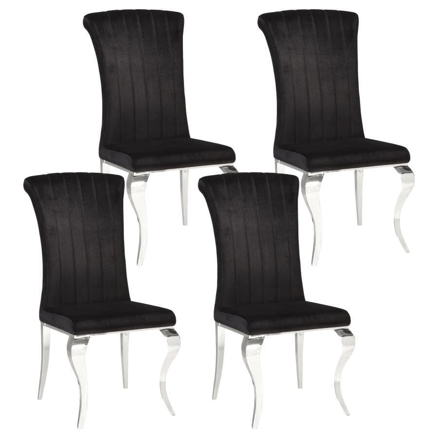 Betty Upholstered Side Chairs Black and Chrome (Set of 4)