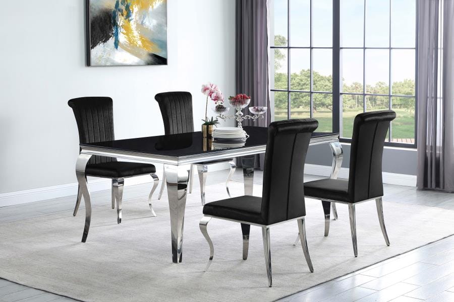 Betty Upholstered Side Chairs Black and Chrome (Set of 4)