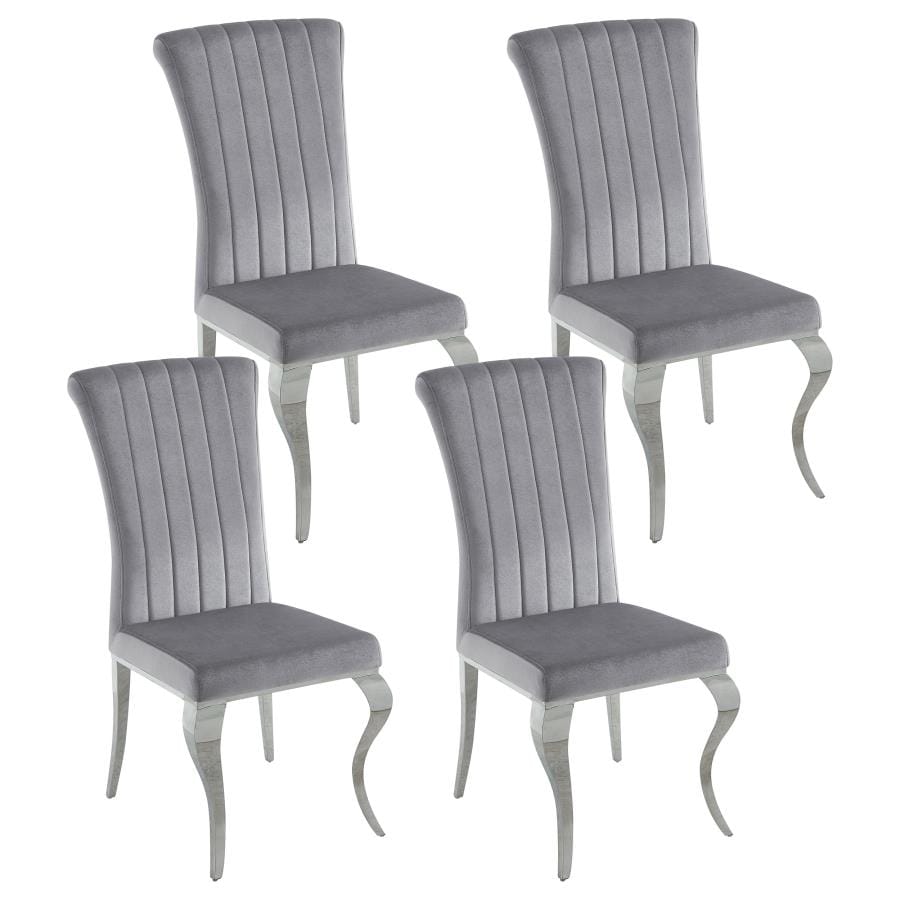 Betty Upholstered Side Chairs Grey and Chrome (Set of 4)