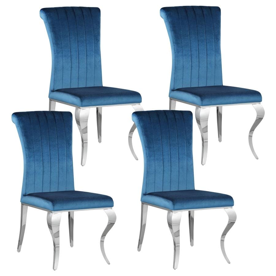 Betty Upholstered Side Chairs Teal and Chrome (Set of 4)