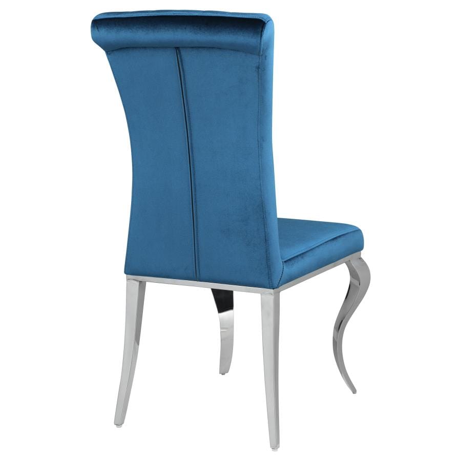 Betty Upholstered Side Chairs Teal and Chrome (Set of 4)