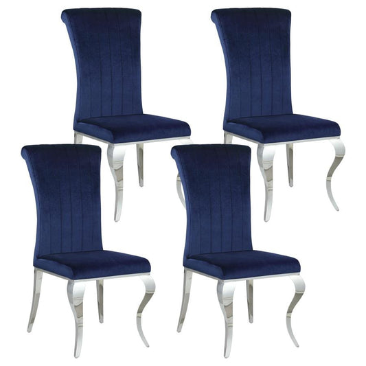 Betty Upholstered Side Chairs Ink Blue and Chrome (Set of 4)