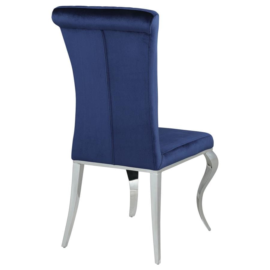 Betty Upholstered Side Chairs Ink Blue and Chrome (Set of 4)