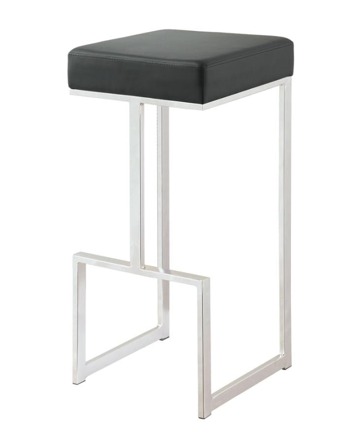 Gervase Square Bar Stool Black and Chrome