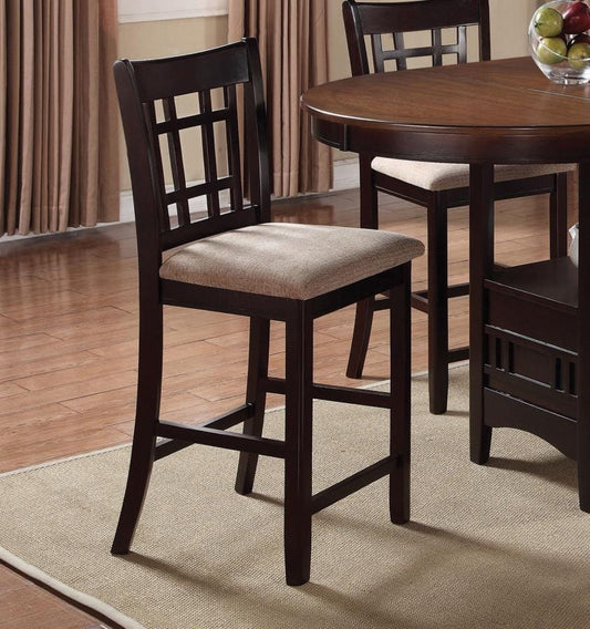 Lavon Lattice Back Counter Stools Tan and Espresso (Set of 2)