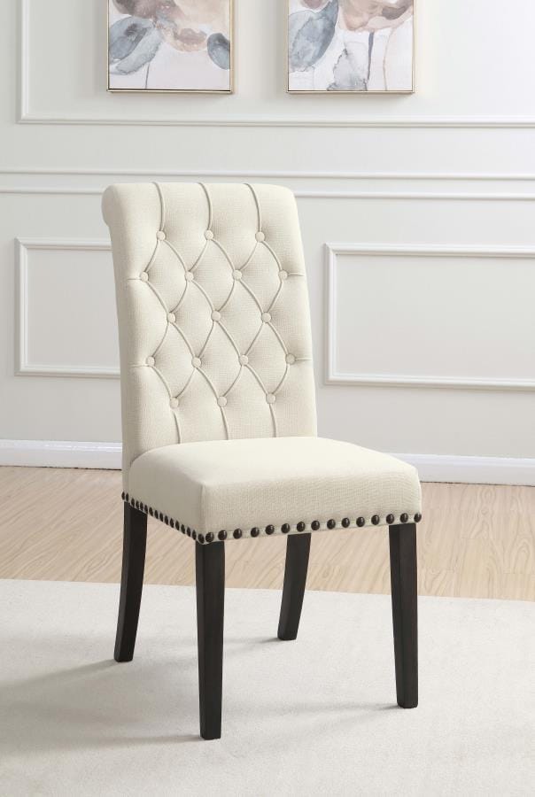 Alana Upholstered Side Chairs Beige and Smokey Black (Set of 2)