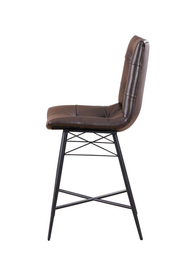 Aiken Upholstered Tufted Counter Height Stools Brown (Set of 2)