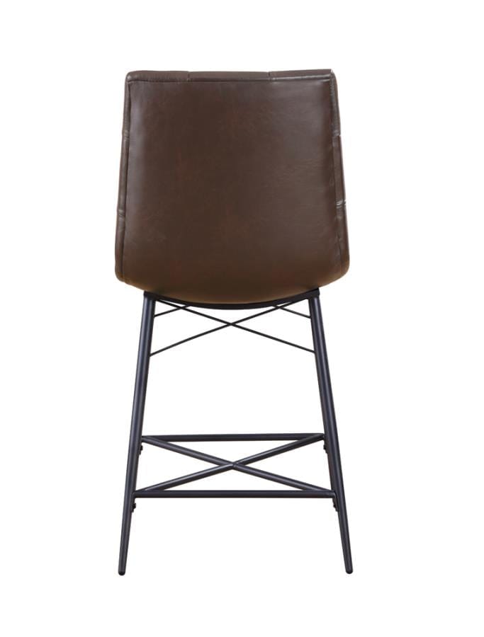 Aiken Upholstered Tufted Counter Height Stools Brown (Set of 2)