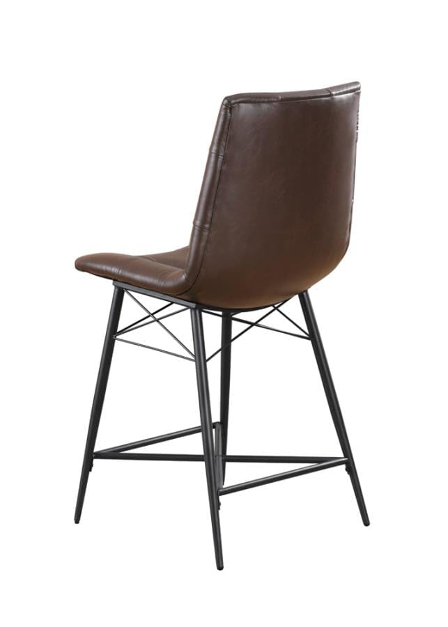 Aiken Upholstered Tufted Counter Height Stools Brown (Set of 2)