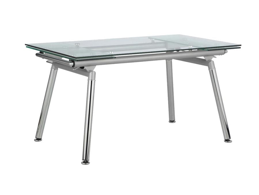 Sonnett Expandable Glass Top Dining Table Chrome and Clear