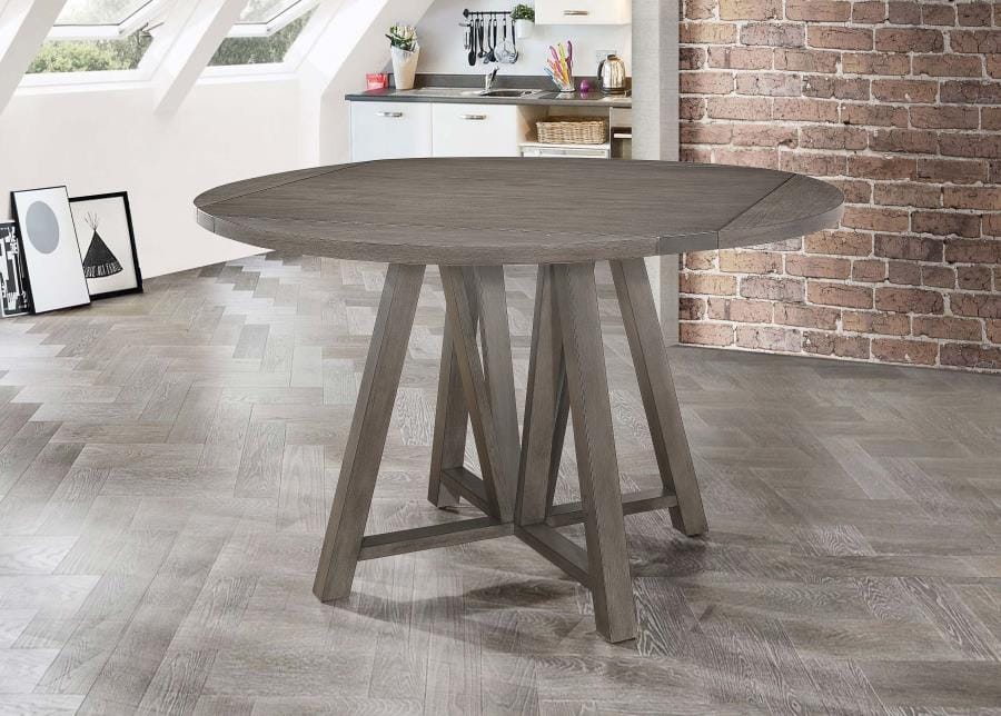 Athens Round Counter Height Table with Drop Leaf Barn Grey