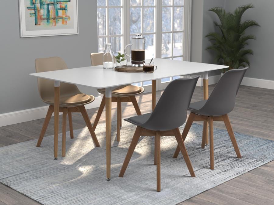 Breckenridge Rectangle Dining Table Matte White and Natural Oak