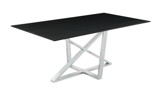 Neveen Rectangular X-cross Dining Table Black and Chrome