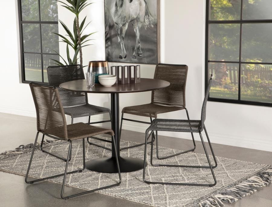 Cora Round Dining Table Walnut and Black