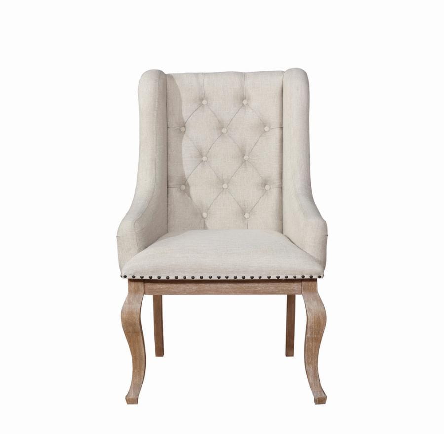 Brockway Cove Tufted Arm Chairs Cream and Barley Brown (Set of 2)