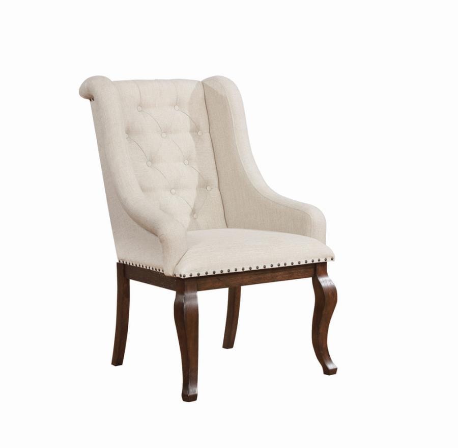 Brockway Cove Tufted Arm Chairs Cream and Antique Java (Set of 2)