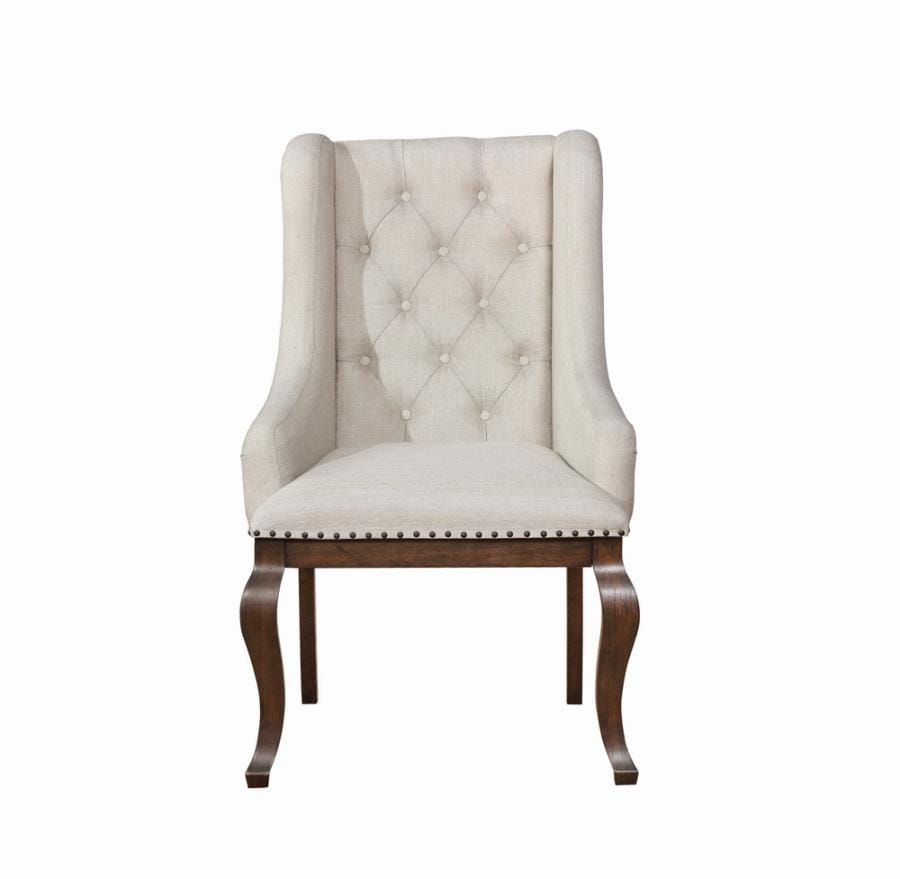 Brockway Cove Tufted Arm Chairs Cream and Antique Java (Set of 2)
