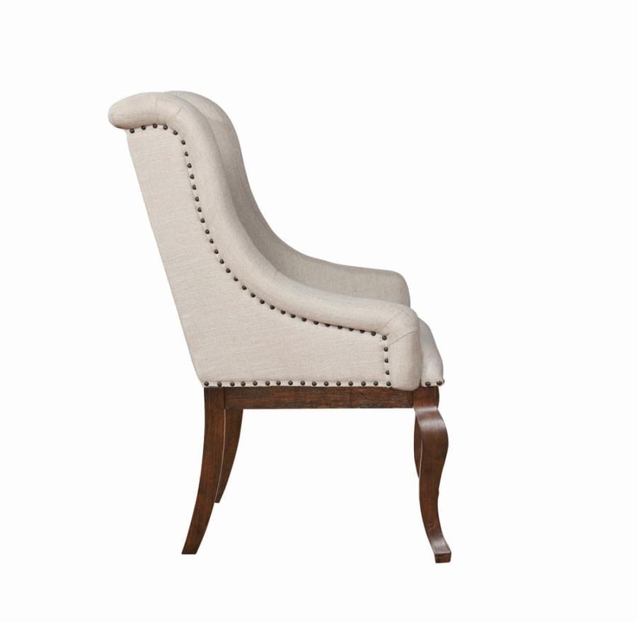 Brockway Cove Tufted Arm Chairs Cream and Antique Java (Set of 2)