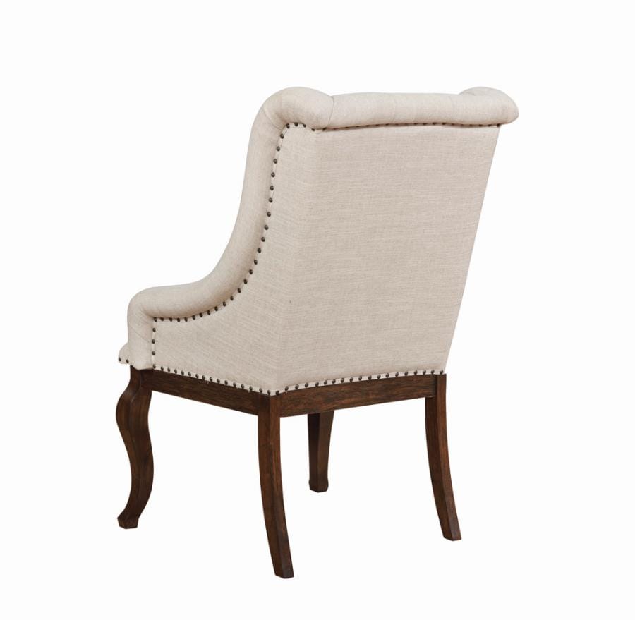 Brockway Cove Tufted Arm Chairs Cream and Antique Java (Set of 2)