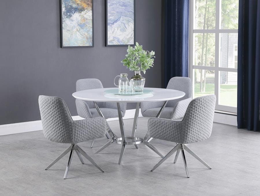 Abby 5-piece Dining Set White and Light Grey