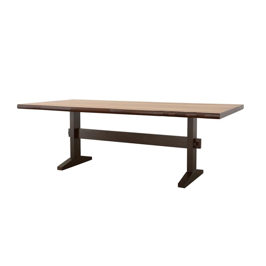 Bexley Live Edge Trestle Dining Table Natural Honey and Espresso