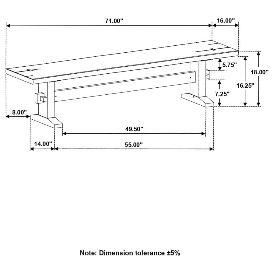 Bexley Trestle Bench Natural Honey and Espresso
