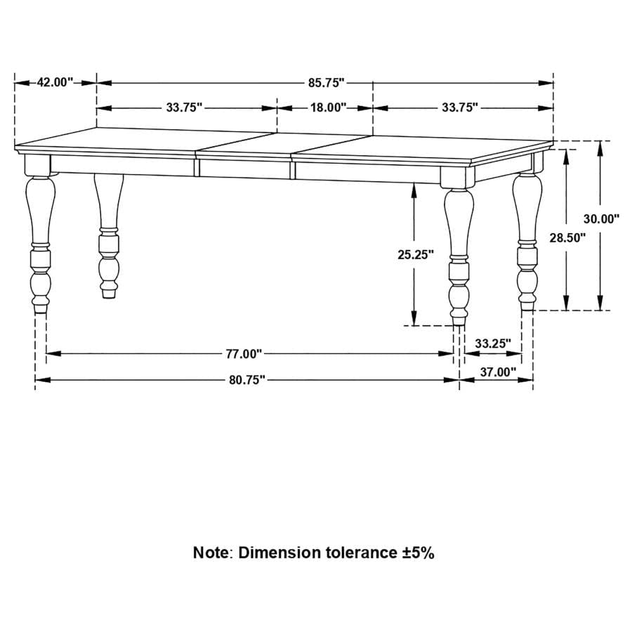 Madelyn Dining Table with Extension Leaf Dark Cocoa and Coastal White