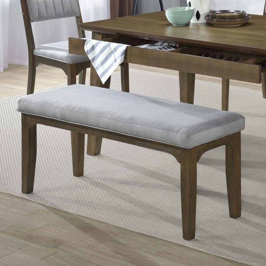 Rayleene Upholstered Bench Grey and Medium Brown
