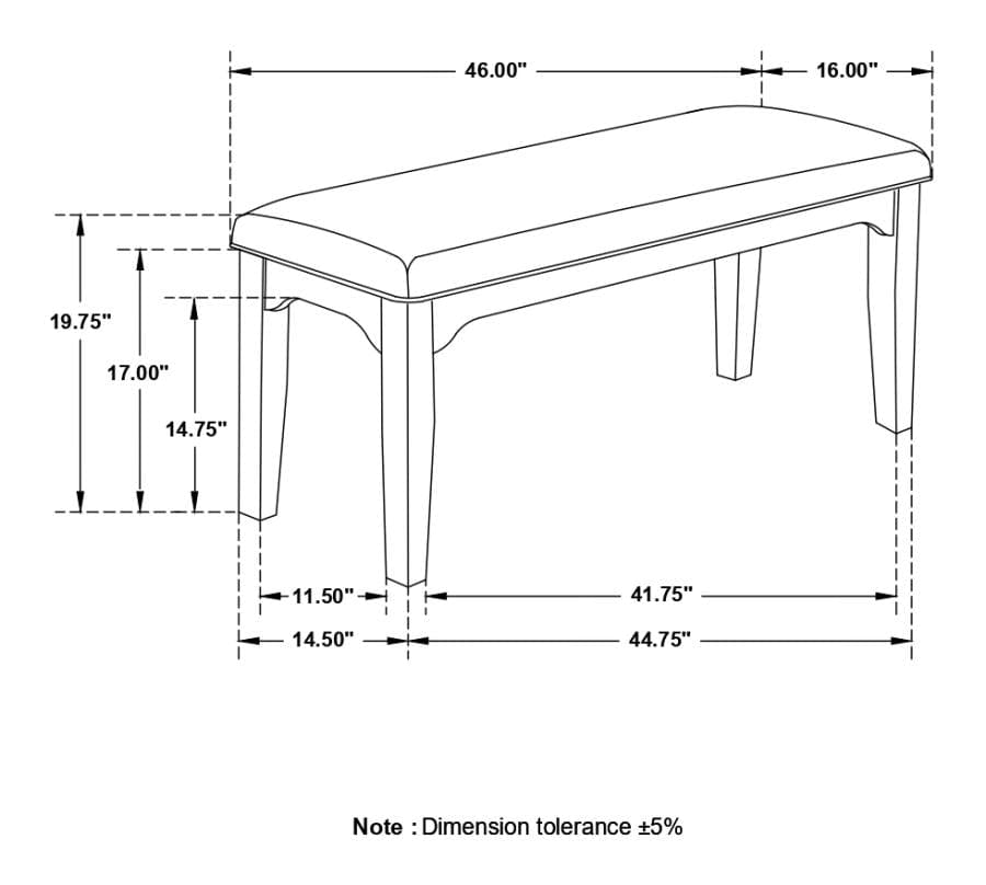 Rayleene Upholstered Bench Grey and Medium Brown