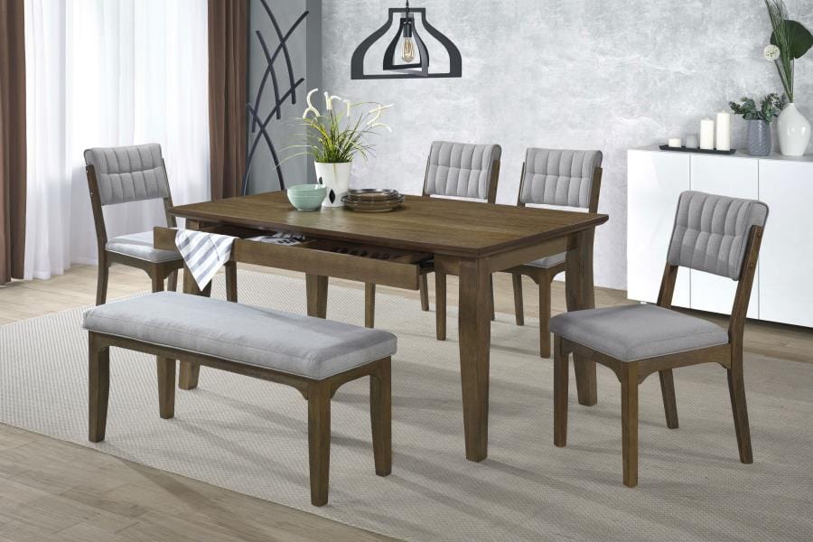 Rayleene Upholstered Bench Grey and Medium Brown