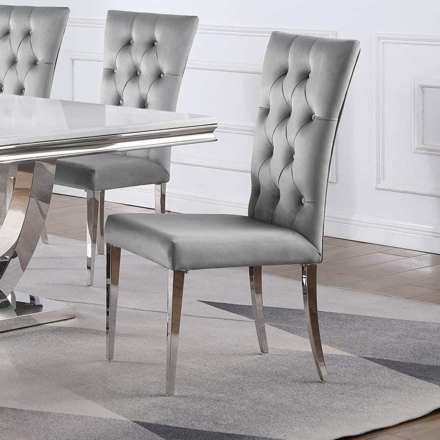 Kerwin Tufted Upholstered Side Chair (Set of 2) Grey and Chrome