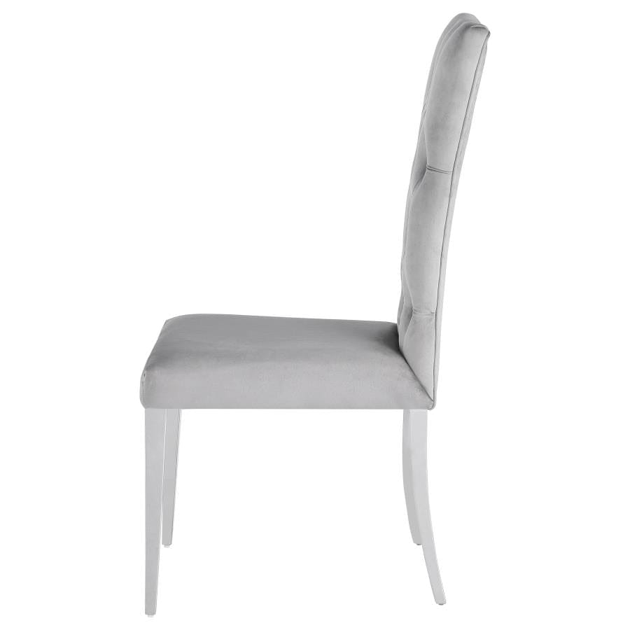 Kerwin Tufted Upholstered Side Chair (Set of 2) Grey and Chrome