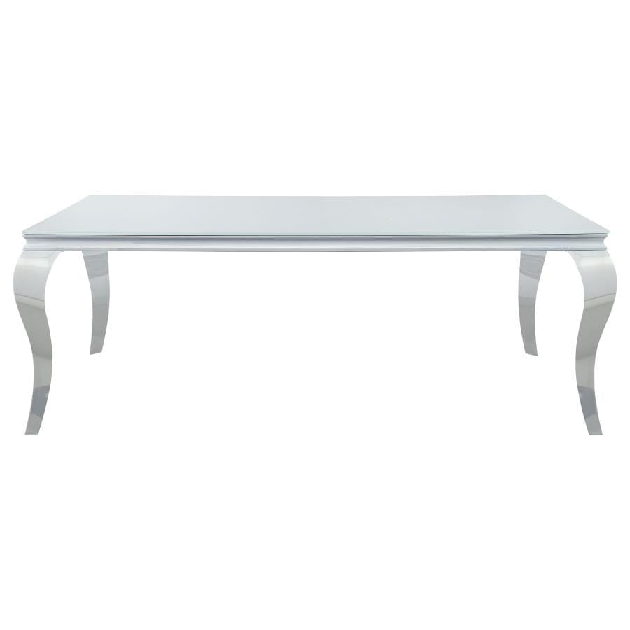 Carone Rectangular Glass Top Dining Table White and Chrome