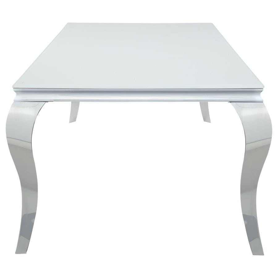 Carone Rectangular Glass Top Dining Table White and Chrome