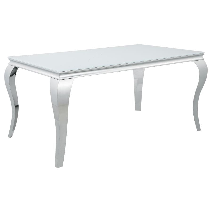 Carone Glass Top Dining Table White and Chrome