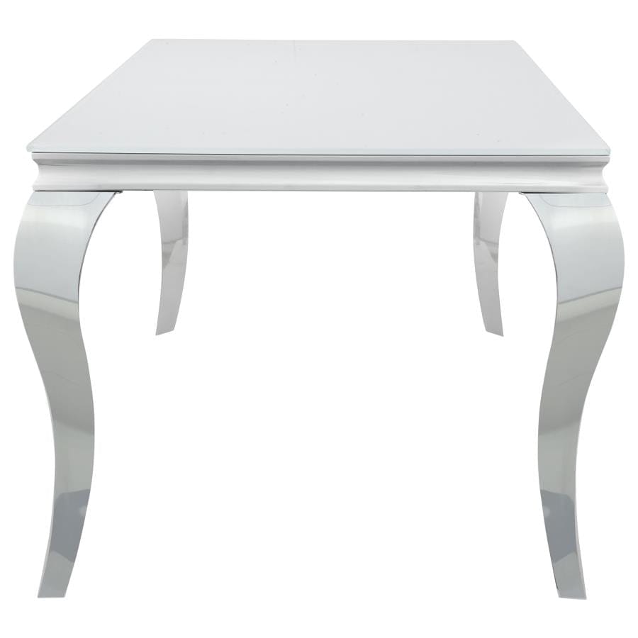 Carone Glass Top Dining Table White and Chrome